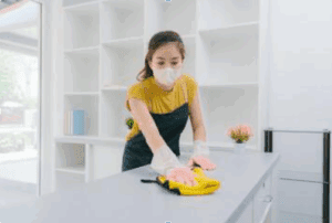 Professional cleaning service in action